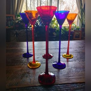 Vintage Long Stem Blown Glass Cordial Glasses